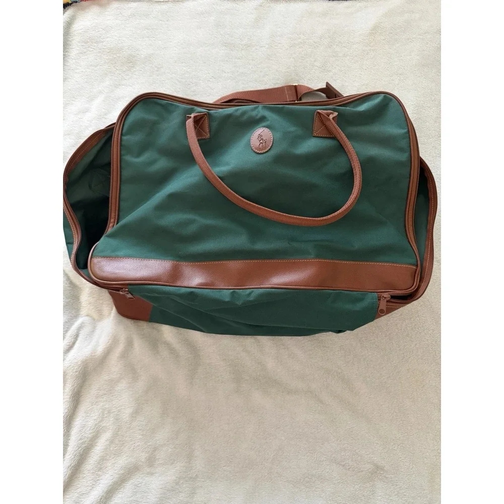 Vintage Polo Ralph Lauren Green Canvas Large Weekender Duffle Bag